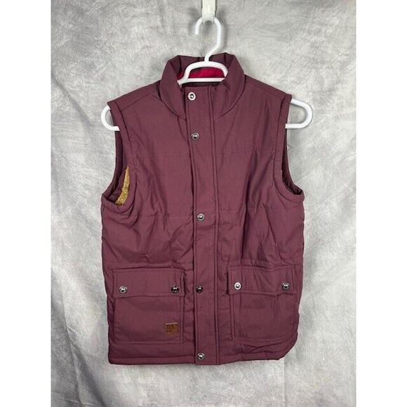 Men's Vest Fleece Lined Red Puffer Full Zip Snap Quilted Sz Small - Picture 1 of 8
